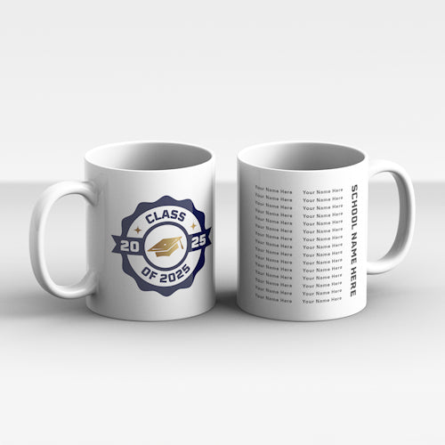 Personalised Class of 2025 Mug up to 30 names by School Badges UK