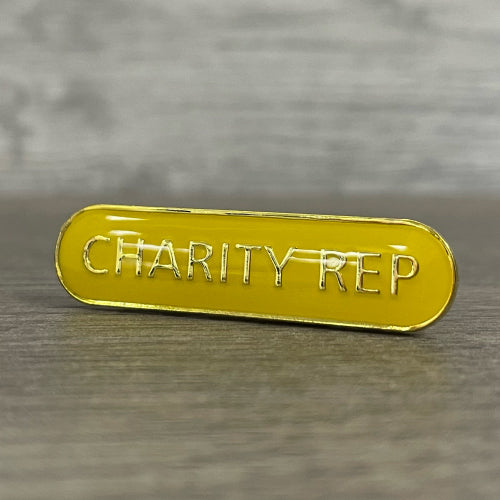 Yellow Charity Rep Bar Badge **SALE ITEM - 50% OFF**