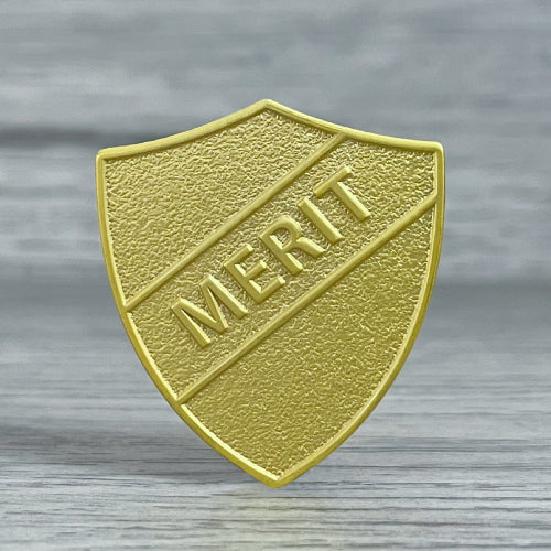 Matt Gold Merit Shield Badge **SALE ITEM - 33% OFF**