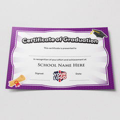 Graduation Certificate with Logo (Pack of 10) by School Badges UK