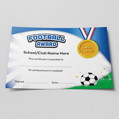 Football Award Certificate (Pack of 10) by School Badges UK