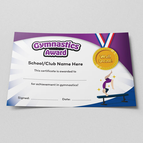 Gymnastics Award Certificate (Pack of 10) by School Badges UK