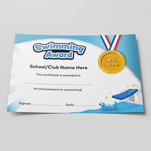 Swimming Award Certificate (Pack of 10) by School Badges UK