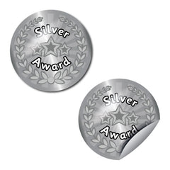 Silver Award Metallic Star Stickers by School Badges UK