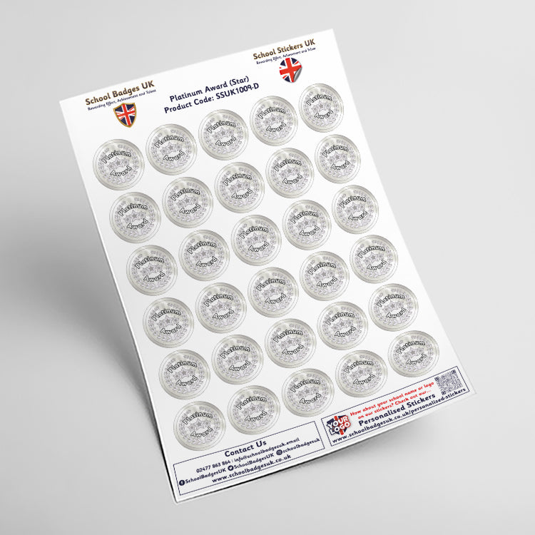 Platinum Award Star Stickers by School Badges UK
