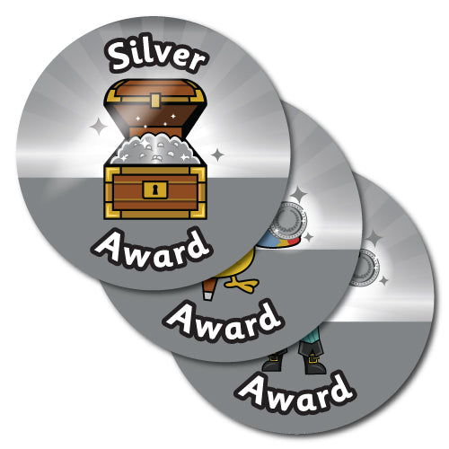 Silver Award Pirate Themed Stickers by School Badges UK