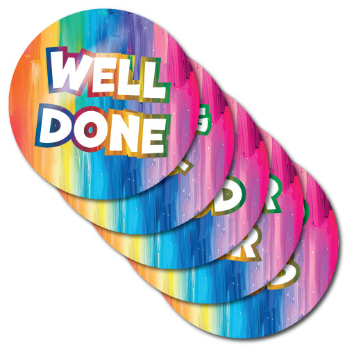 Well Done Rainbow Stickers by School Badges UK