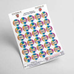 Well Done Rainbow Stickers by School Badges UK