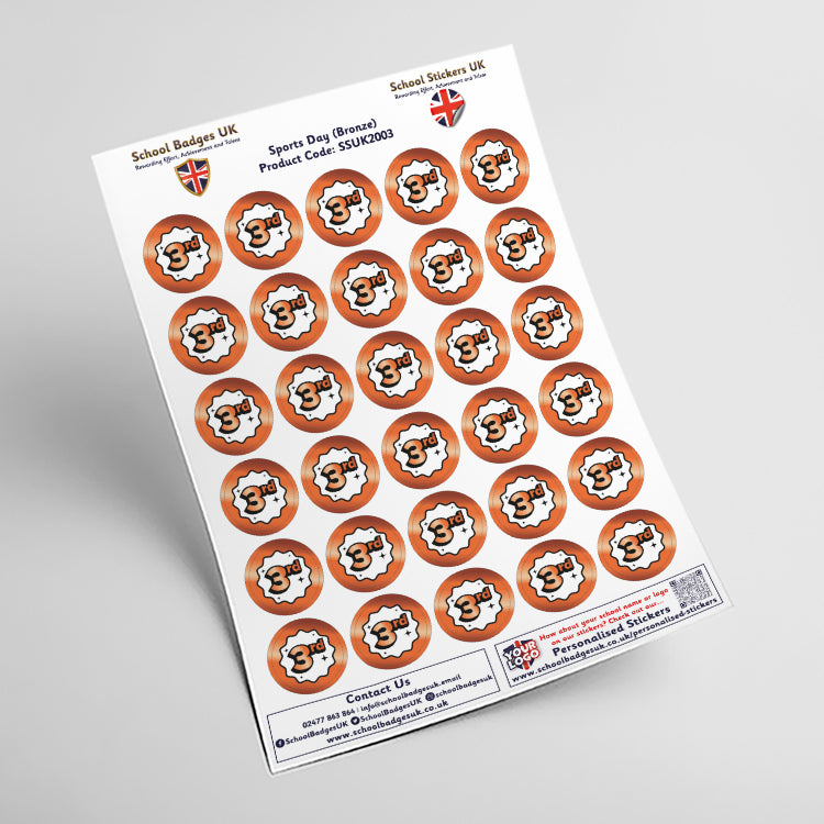 Sports Day Metallic Bronze Stickers by School Badges UK