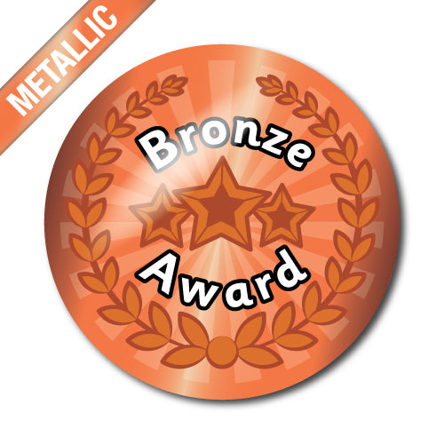 Bronze Award Metallic Star Stickers by School Badges UK