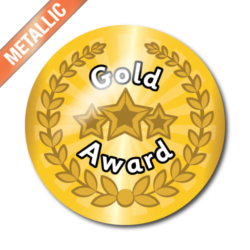 Gold Award Metallic Star Stickers by School Badges UK