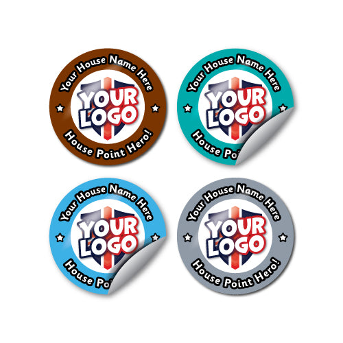 Personalised House Point Hero Custom Logo Stickers by School Badges UK