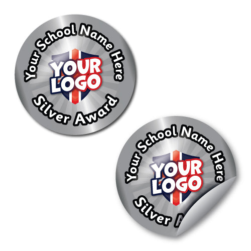 Personalised Silver Award Custom Logo Stickers by School Badges UK